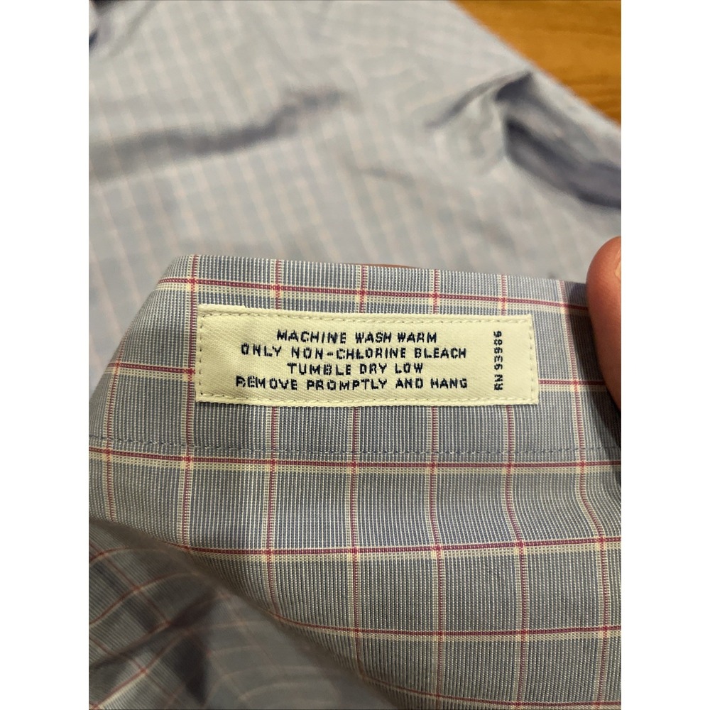 Brooks Brothers 346 Men's Slim Fit Stretch Shirt Blue Plaid Size 16.5 2/3 - Picture 5 of 8